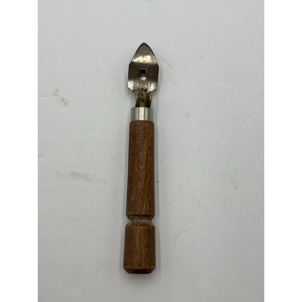 Vintage BONNY USA Bottle Can Opener Wood Handle Kitchen Bar Tool 6.5"